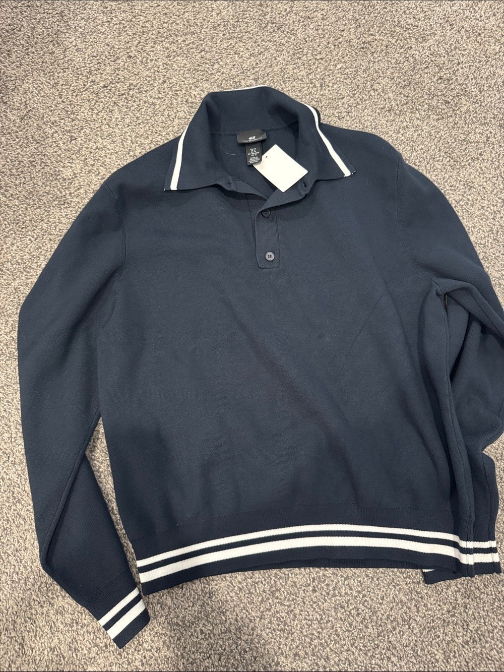 H&M Black Polo Sweater with White Trim - Picture 6 of 7